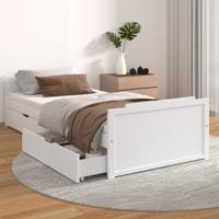 Bedframe met lades massief grenenhout wit 90x200 cm - thumbnail