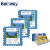 Bestway - Zwembad tegels - 50 cm x 50 cm - 6m² - 24 tegels & WAYS scrubborstel - thumbnail