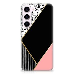 Samsung Galaxy S23 TPU Hoesje Zwart Roze Vormen