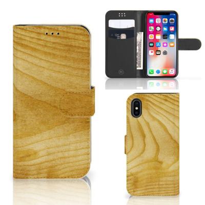Apple iPhone X | Xs | Book Style Case | Licht Hout