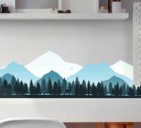Natuur stickers Silhouet berg met bomen - thumbnail