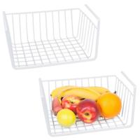 Gerimport Kastmandje - 2x - wit - metaal - 30 x 25 x 14 cm - opberg hangmand