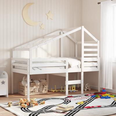 Kinderbedhuisje 198x97x113 cm massief grenenhout wit