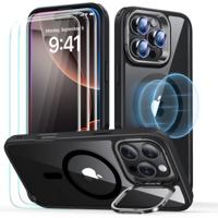 iPhone 16 Pro Max Classic Hybrid with Stash Stand Protection Bundle Clear Black