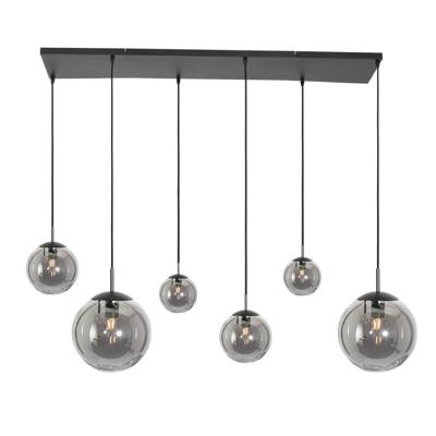 Steinhauer 6-lichts glazen hanglampBolique zwart met smoke glas - 3499ZW