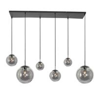 Steinhauer 6-lichts glazen hanglampBolique zwart met smoke glas - 3499ZW