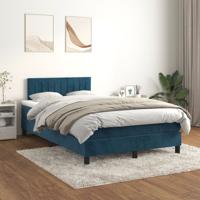 Boxspring met matras fluweel donkerblauw 120x200 cm