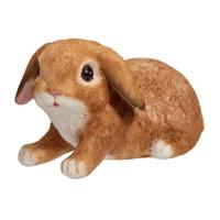 Home & Styling Decoratie paashaas / konijn - hangoren - bruin - polystone - 13 cm - liggend
