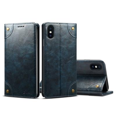 Voor iPhone XS Max barok eenvoudige horizontale Flip lederen draagtas met houder & kaartsleuven & portemonnee (blauw)