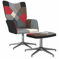 Relaxstoel met voetenbank patchwork stof - thumbnail