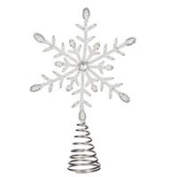 Piek Kunststof ster kerstboom topper zilver/wit H30 cm