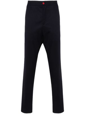 Kiton pantalon fuselé en coton à patch logo - Bleu