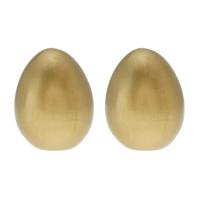 Decoratie Ei - Goud kleurig - 2x - terracotta - 8 x 9 cm - Paasdecoratie - paaseieren - pasen