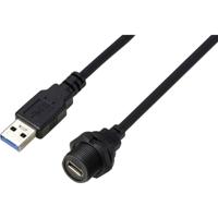 TRU COMPONENTS TC-E10T-FT3-PWF/MU3-NWA-0.5PV-S TC-13543604 USB-C 3.0-bus naar stekker IP67 (schroefdraad) kabel 0,5 m Waterdichte kunststof kabel 1 stuk(s)