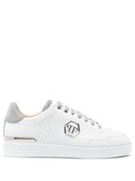 Philipp Plein baskets en cuir à plaque logo - Blanc - thumbnail