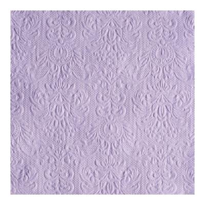 Servetten Luxe - 15x stuks - 33 x 33 cm - lila - barok patroon - 3 laags