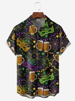 Mardi Gras Chest Pocket Short Sleeve Casual Shirt - thumbnail