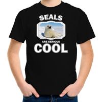 T-shirt seals are serious cool zwart kinderen - zeehonden/ witte zeehond shirt XL (158-164)  -