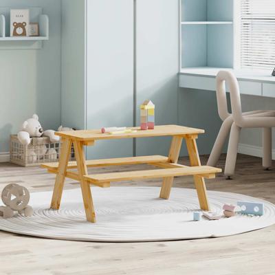 Kindertafel met banken 90x79,5x50 cm massief hout