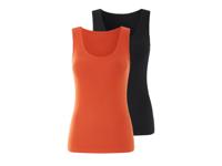 esmara 2 dames tops (Zwart/oranje, S (36/38))