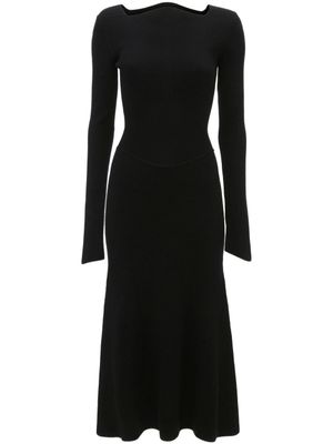 Victoria Beckham robe en maille nervurée à manches longues - Noir