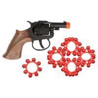 Speelgoed Revolver/pistool met plaffertjes voor een cowboy - metaal - 192 shots - verkleed spullen