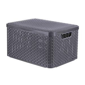 Curver opbergmand met deksel groot - grijs - 23x44x33 cm