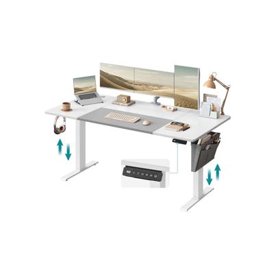 In hoogte verstelbaar bureau, elektrisch traploos verstelbaar, Basis wit + duifgrijs In hoogte verstelbaar bureau, elektrisch traploos verstelbaar, Basis wit + duifgrijs