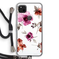Geschilderde bloemen: Pixel 4a Transparant Hoesje met koord