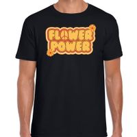 Hippie t-shirt voor heren - flower power - vintage - zwart - jaren 60 themafeest