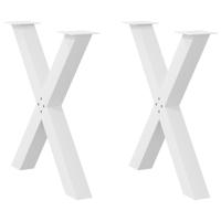 Eettafelpoten 2 st X-vormig 70x(72-73) cm staal wit