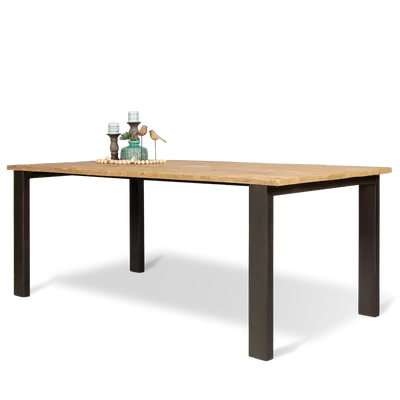 Eettafel (140x80cm) Steelwood - Seasoned Brown/Metaal Zwart