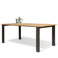 Eettafel (140x80cm) Steelwood - Seasoned Brown/Metaal Zwart - thumbnail