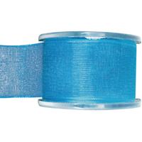 Hobby/decoratie sierlint - turquoise - organza - 4 cm x 20 meter