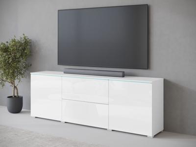 Tv-meubel VITTORIO 2 deuren 2 lades wit/hoogglans wit