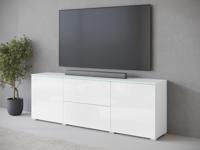 Tv-meubel VITTORIO 2 deuren 2 lades wit/hoogglans wit
