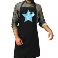 Cadeau schort voor heren - sterren chef - blauw - keukenschort - barbecue - keukenprins - thumbnail