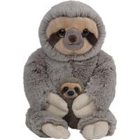 Nature Planet Pluche familie Luiaards knuffels - van 22 cm - Dieren speelgoed - knuffels cadeau