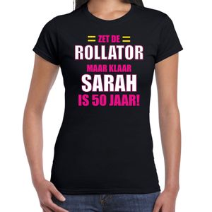 Rollator 50 jaar verjaardag t-shirt Sarah zwart dames cadeau shirt 2XL  -