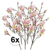 6x Roze Magnolia kunstbloemen tak 105 cm