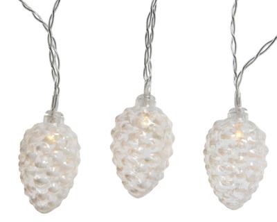 LED Dennenappel lichtsnoer 380 cm 20L transparant/warm wit - Lumineo