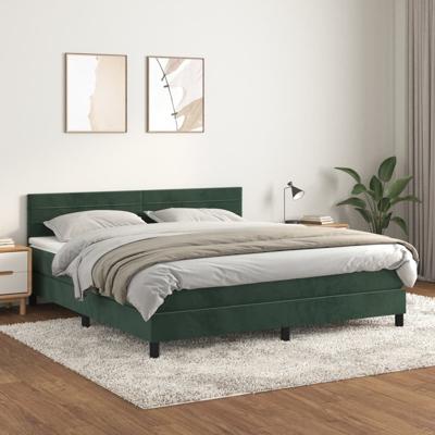 Boxspring met matras fluweel donkergroen 160x200 cm