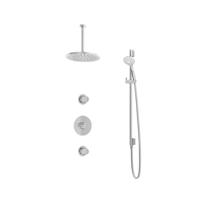 Hotbath Buddy - Inbouw Regendoucheset - 2 Stopkranen - Thermostatisch - Plafondbuis 30 cm - Hoofddouche 300 mm - Ronde Handdouche 3 Standen - Glijstang 900 mm - Waterbesparend - V01