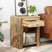 Bijzettafel met 1 lade en 1 deurtje gerecycled hout