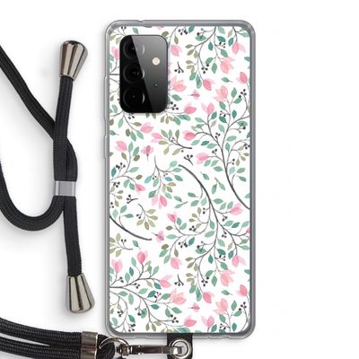 Sierlijke bloemen: Samsung Galaxy A72 5G Transparant Hoesje met koord