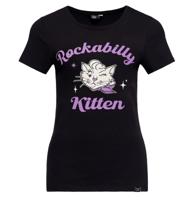 Queen Kerosin Rockabilly Kitten T-Shirt Black-XS