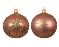 Kerstbal glas d8cm velours roze a2 - KSD - thumbnail