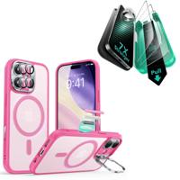 iPhone 17 Bundle Classic Hybrid Magnetic Case (Camera Control, Stash Stand) and Armorite Screen Protector - Frosted Pink iPhone 17 Bundle Classic Hybrid Magnetic Case (Camera Control, Stash Stand) and Armorite Screen Protector - Frosted Pink