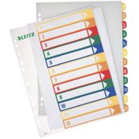 Leitz 12940000 Register DIN A4, Bovenbreedte 1-12 Polypropyleen Meerdere kleuren 12 tabbladen PC-beschrijfbaar 12940000