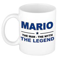 Mario cadeau mok - man myth legend - naam koffiemok / beker - wit en blauw - 300 ml